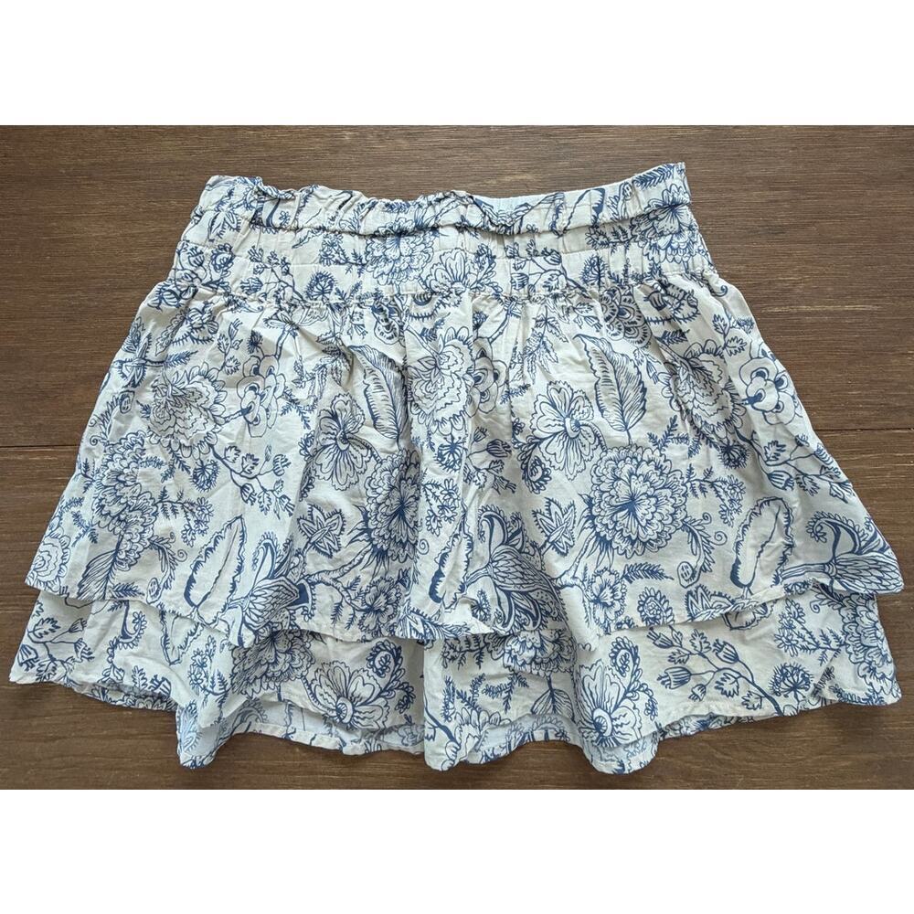 GEF France Blue White Floral Print Cotton Pull-On Shorts Women’s XL Cottagecore